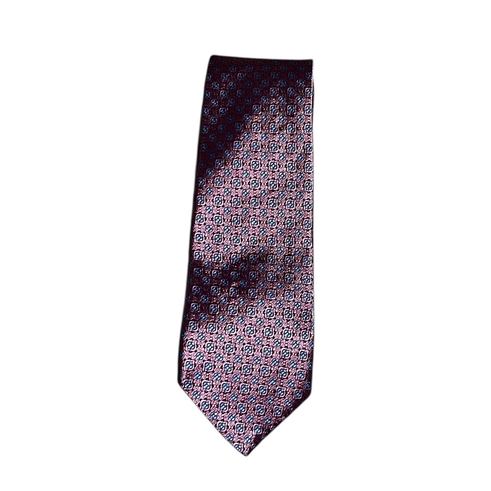 Brooks Brothers Pink Blue Silk Brocade Italian Silk Tie Made In USA